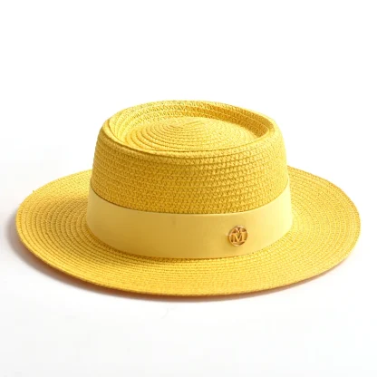 Elegant Solid Color Straw Hats - Image 4