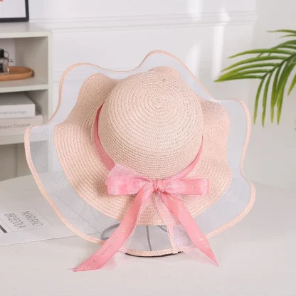 Mesh Floppy Brim Straw Hats - Image 2