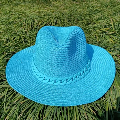 Solid Color Chain Band Straw Hat