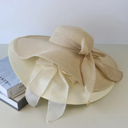 Chic Large Brim Straw Hat - Image 5