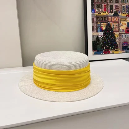 Minimalist Solid Color Straw Hats - Image 6
