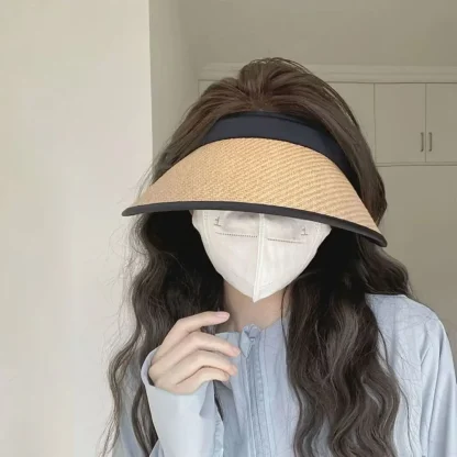 Wide Brim Sun Visor Straw Hat - Image 5