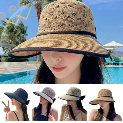Chic Bow Wide Brim Straw Hats - Image 6