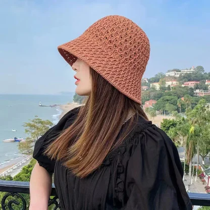 Breathable Solid Bucket Straw Hats