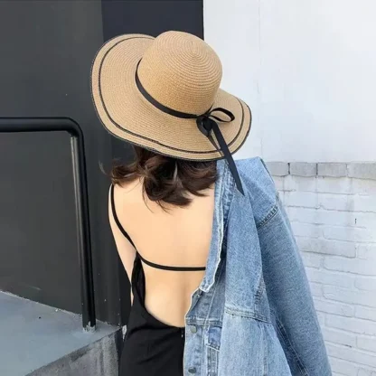 Portable Wide Brim Straw Hat - Image 3