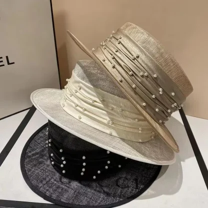 Beaded Elegant Band Straw Hats - Image 6
