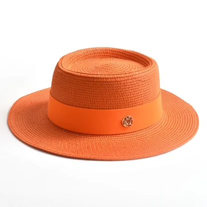 Elegant Solid Color Straw Hats - Image 3