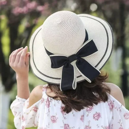 Portable Wide Brim Straw Hat - Image 5