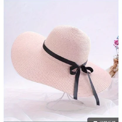 Thin Bowknot Band Casual Straw Hats - Image 3