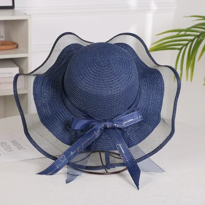 Mesh Floppy Brim Straw Hats - Image 3