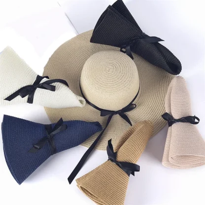 Solid Wide Brim Straw Hats - Image 6