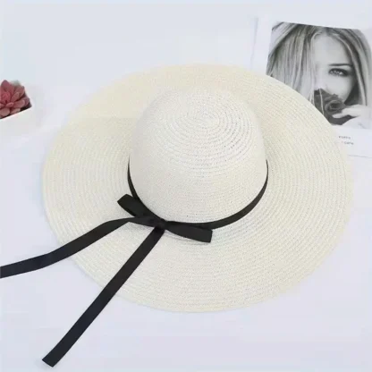 Thin Bowknot Band Casual Straw Hats - Image 2