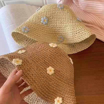 Cute Floral Bucket Straw Hat - Image 5