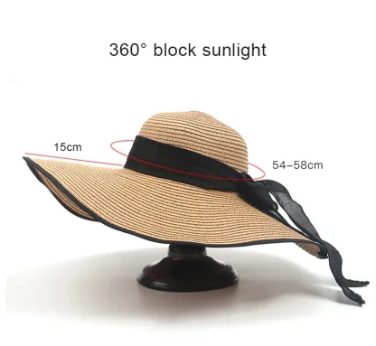 Large Elegant Brim Straw Hat - Image 7