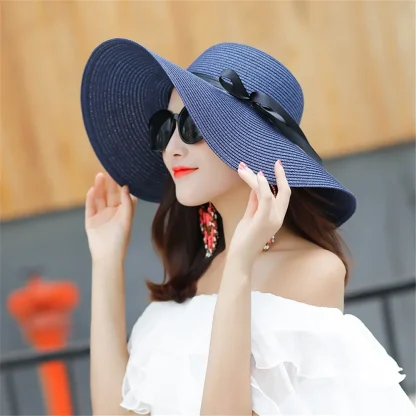 Solid Wide Brim Straw Hats - Image 2