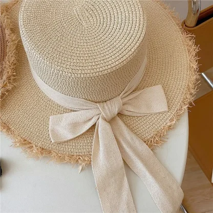 Chic Solid Band Boater Straw Hat - Image 2