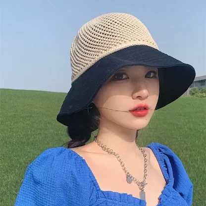 Chic Breathable Bucket Straw Hats - Image 5