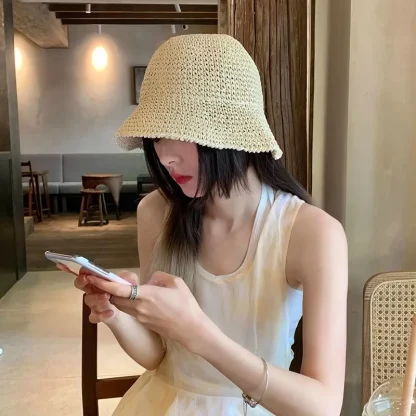 Plain Simplicity Bucket Straw Hat - Image 3