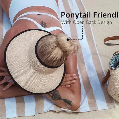 Foldable Sun Visor Straw Hat - Image 4