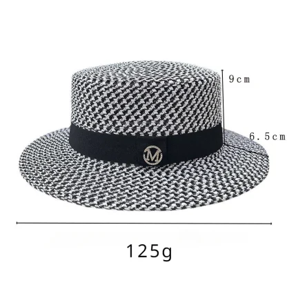 Elegant Two Tone Boater Straw Hat - Image 7
