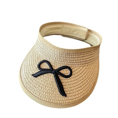 Bowknot Decor Sun Visor Straw Hat