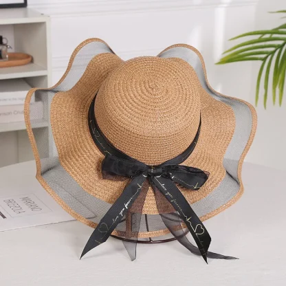 Mesh Floppy Brim Straw Hats - Image 4