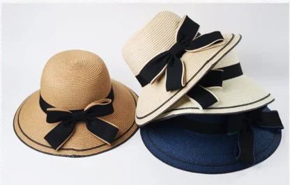 Casual Bowknot Band Straw Hats - Image 6