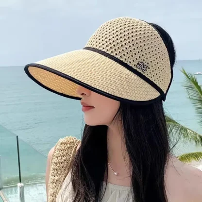 Large Brim Sun Visor Straw Hat - Image 2