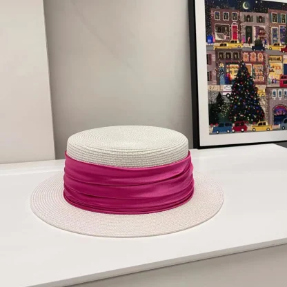 Minimalist Solid Color Straw Hats - Image 4