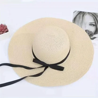 Thin Bowknot Band Casual Straw Hats - Image 4