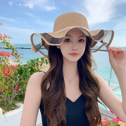 Floppy Mesh Brim Straw Hats - Image 6