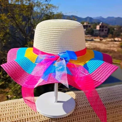 Colorful Floppy Brim Straw Hat