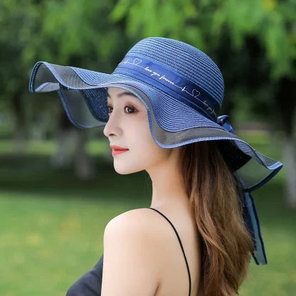 ﻿Chic Mesh Trim Straw Hats - Image 3