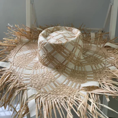 Frayed Wide Brim Straw Hats - Image 2