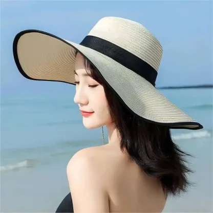 Casual Large Brim Straw Hat - Image 4