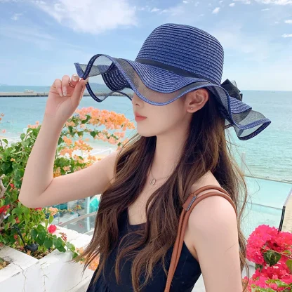 Floppy Mesh Brim Straw Hats - Image 4