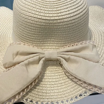 Floppy Bowknot Straw Hat - Image 4