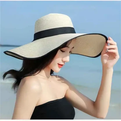 Casual Large Brim Straw Hat - Image 5