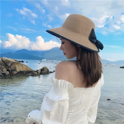 Chic Bowknot Decor Straw Hat - Image 5