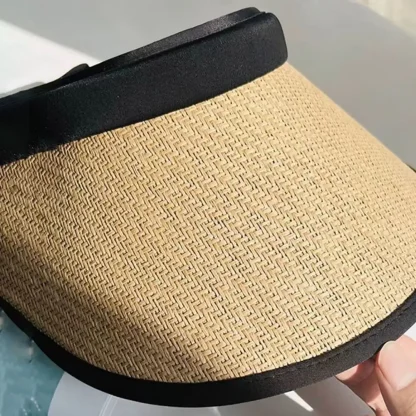 Wide Brim Sun Visor Straw Hat - Image 2