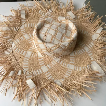 Frayed Wide Brim Straw Hats
