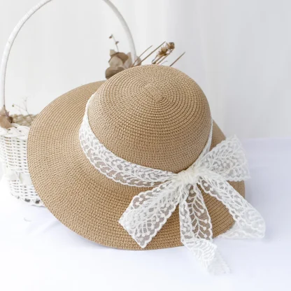 Lace Bowknot Band Straw Hat
