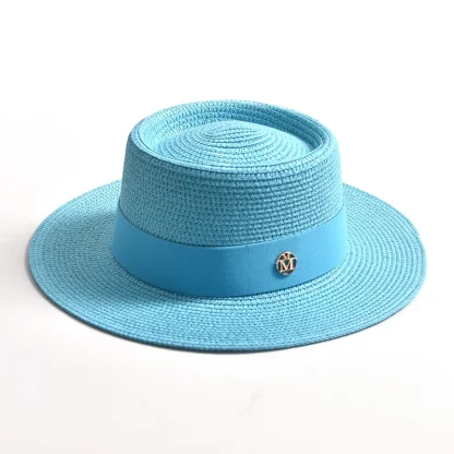 Elegant Solid Color Straw Hats - Image 6