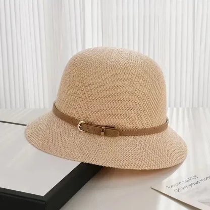 Buckle Band Bucket Straw Hat