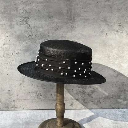 Beaded Elegant Band Straw Hats - Image 3