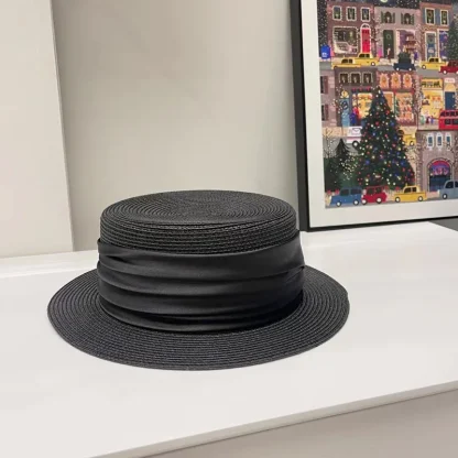 Minimalist Solid Color Straw Hats - Image 2