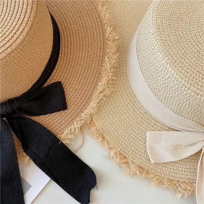 Chic Solid Band Boater Straw Hat - Image 7