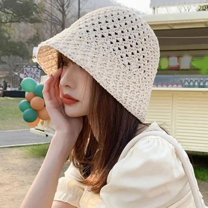 Hollow Out Bucket Straw Hat - Image 3