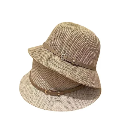 Buckle Band Bucket Straw Hat - Image 7