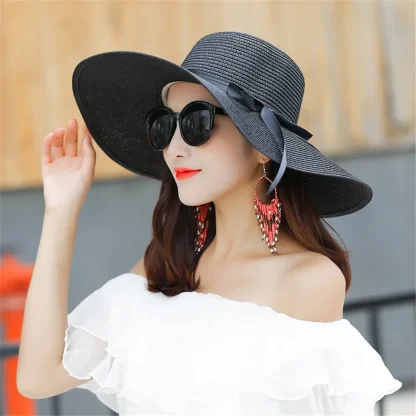 Solid Wide Brim Straw Hats